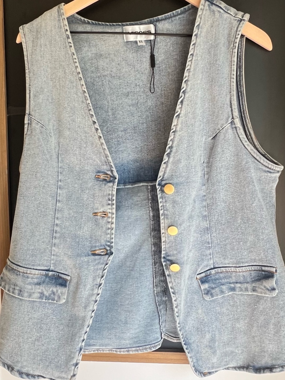 Womens Vigoss Denim Vest XL | Light Wash Button Front Tailored Vest - Picture 4 of 11